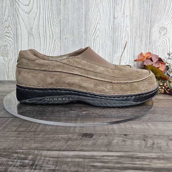 Merrell World Mover Moc Men's 13 Tan Nubuck Suede‎ Slip On Comfort Air Cushion